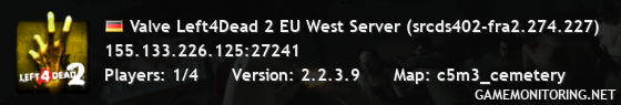 Valve Left4Dead 2 EU West Server (srcds402-fra2.274.227)