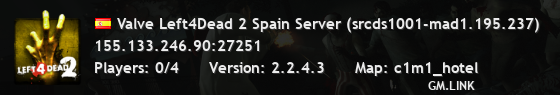 Valve Left4Dead 2 Spain Server (srcds1001-mad1.195.237)