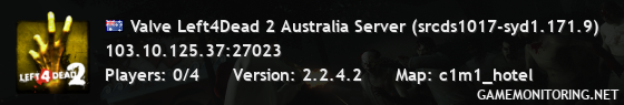 Valve Left4Dead 2 Australia Server (srcds1017-syd1.171.9)