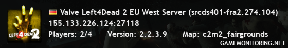 Valve Left4Dead 2 EU West Server (srcds401-fra2.274.104)