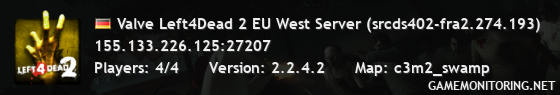 Valve Left4Dead 2 EU West Server (srcds402-fra2.274.193)