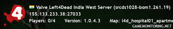 Valve Left4Dead India West Server (srcds1028-bom1.261.19)