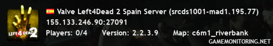 Valve Left4Dead 2 Spain Server (srcds1001-mad1.195.77)