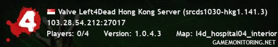 Valve Left4Dead Hong Kong Server (srcds1030-hkg1.141.3)