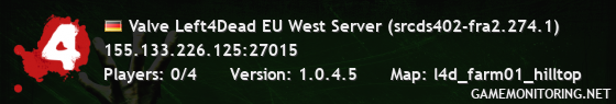 Valve Left4Dead EU West Server (srcds402-fra2.274.1)