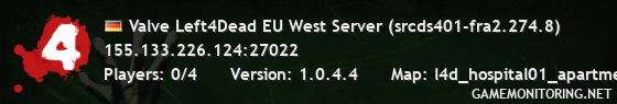 Valve Left4Dead EU West Server (srcds401-fra2.274.8)