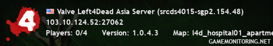 Valve Left4Dead Asia Server (srcds4015-sgp2.154.48)