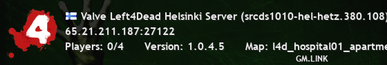 Valve Left4Dead Helsinki Server (srcds1010-hel-hetz.380.108)