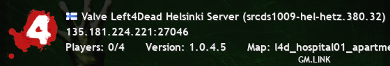 Valve Left4Dead Helsinki Server (srcds1009-hel-hetz.380.32)