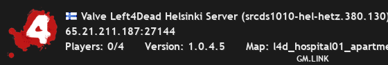 Valve Left4Dead Helsinki Server (srcds1010-hel-hetz.380.130)