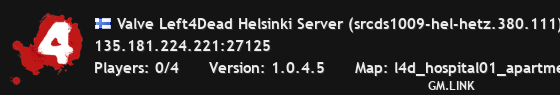 Valve Left4Dead Helsinki Server (srcds1009-hel-hetz.380.111)