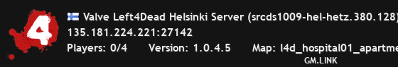 Valve Left4Dead Helsinki Server (srcds1009-hel-hetz.380.128)
